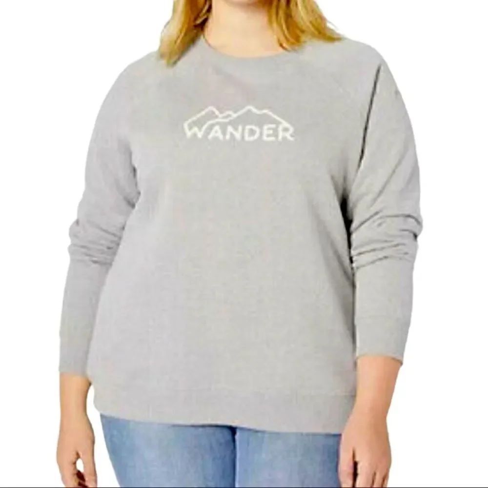 NEW Columbia Graphic Gray WANDER Pullover Sweatshirt Size L
